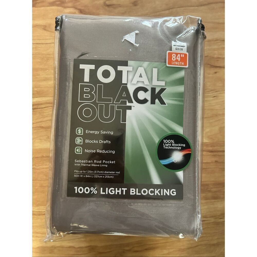 Total blackout curtain gray color 84 inch noise blocking and energy saving NEW